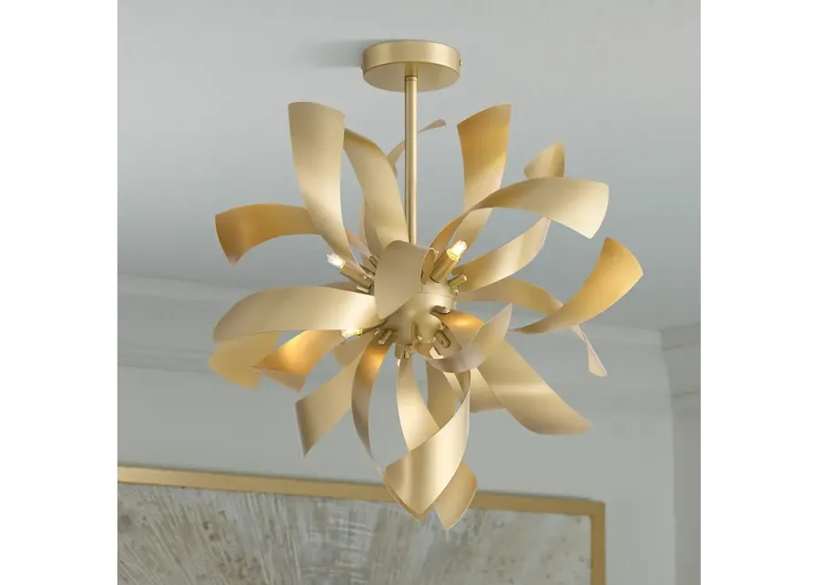 Possini Euro Verity 22" 6-Light LED Modern Gold Twisted Ceiling Light-gold