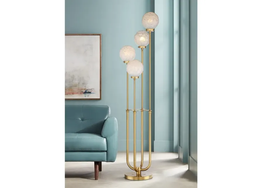 Possini Euro Candida 68 1/2" Glass and Warm Gold 4-Light Floor Lamp-gold