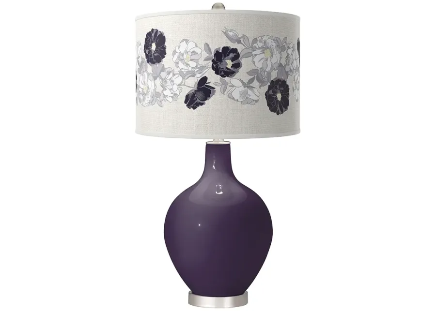 Color Plus Ovo 28 1/2" Rose Bouquet Shade Quixotic Plum Table Lamp-purple