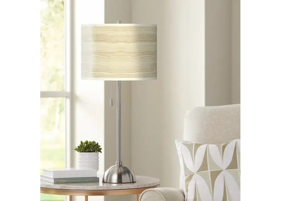 Giclee Glow 28" High Birch Blonde Shade Brushed Nickel Table Lamp-silver