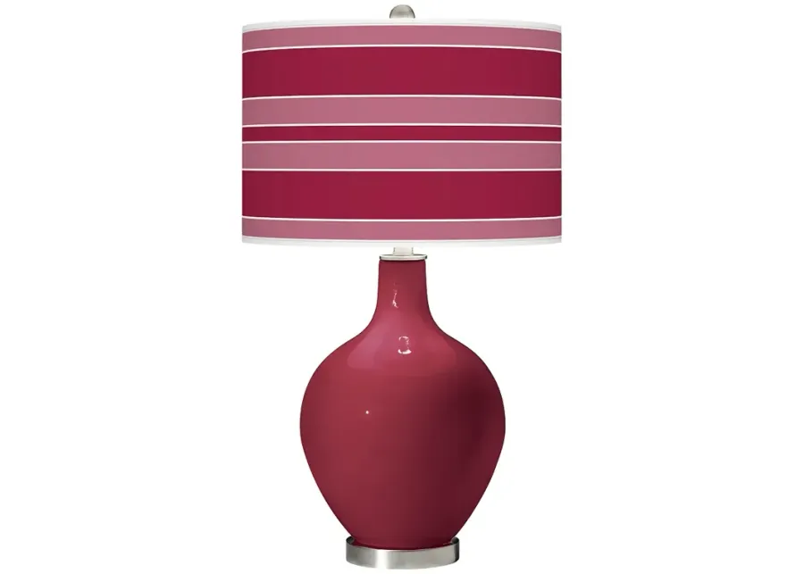 Color Plus Ovo 28 1/2" Bold Stripe Shade Antique Red Table Lamp-red
