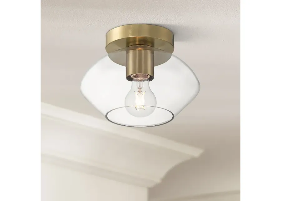 Possini Euro Gustin 8 3/4" W Antique Brass Clear Glass Ceiling Light-gold