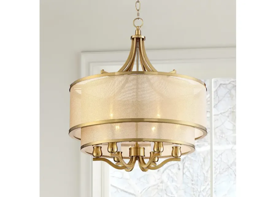 Possini Euro Nor 23" Wide Warm Antique Brass 6-Light Pendant-gold