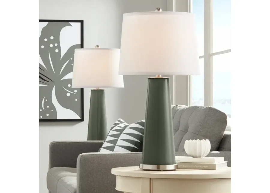 Color Plus Leo 29 1/2" High Pewter Green Table Lamps Set of 2-green