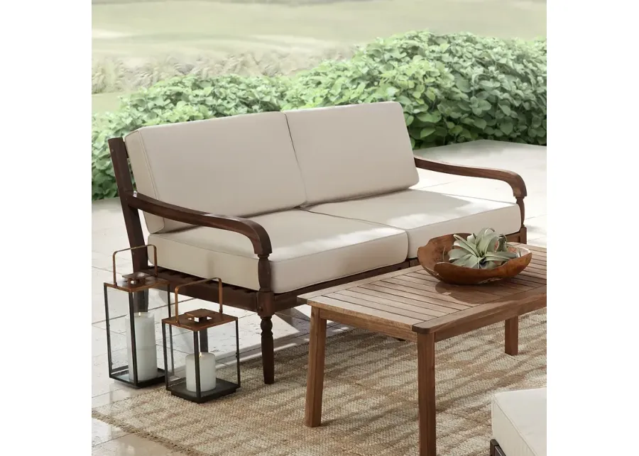 Napa Natural Dark Oil Acacia Modular 2-Seater Outdoor Seat-white