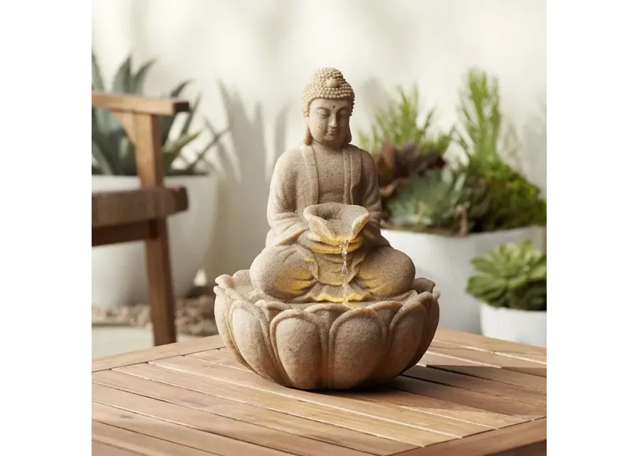 Calm Buddha 14" High Zen Fountain with LED Light