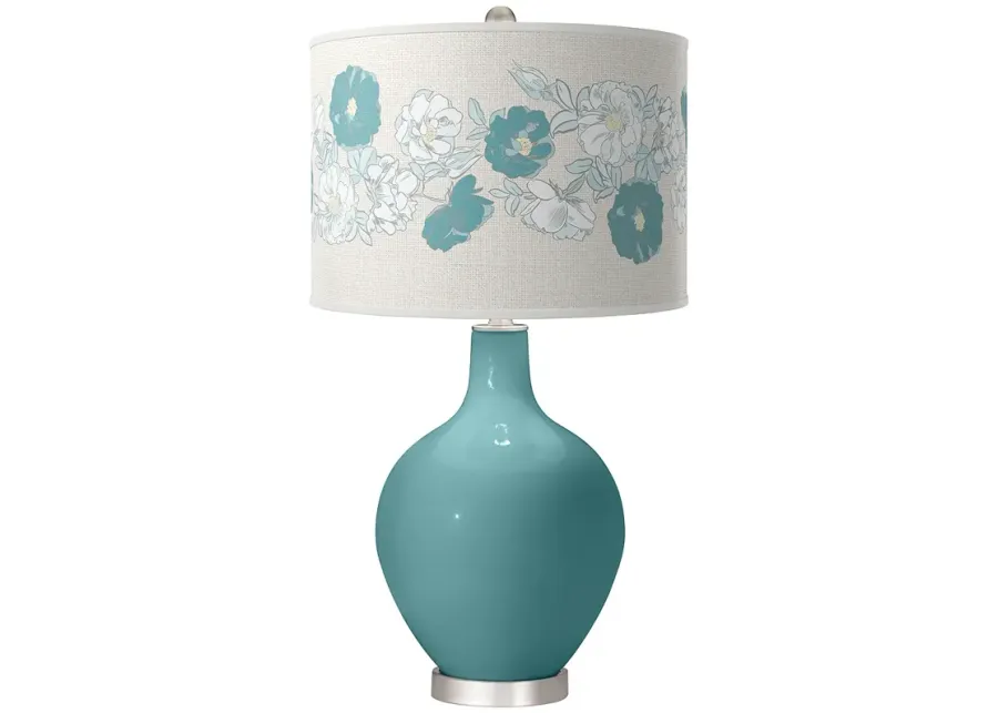 Color Plus Ovo 28 1/2" Rose Bouquet Shade Reflecting Pool Blue Lamp-silver