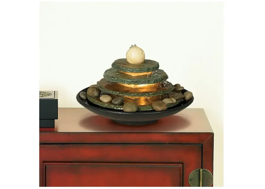 Pyramid 10" High Feng Shui Ball Lighted Table Fountain-red