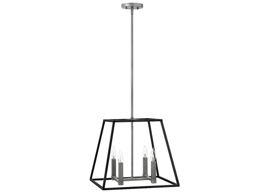 Foyer Fulton-Medium Open Frame Pendant-Aged Zinc-gray