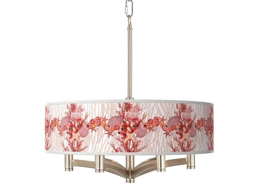Corallium Ava 6-Light Nickel Pendant Chandelier-pink