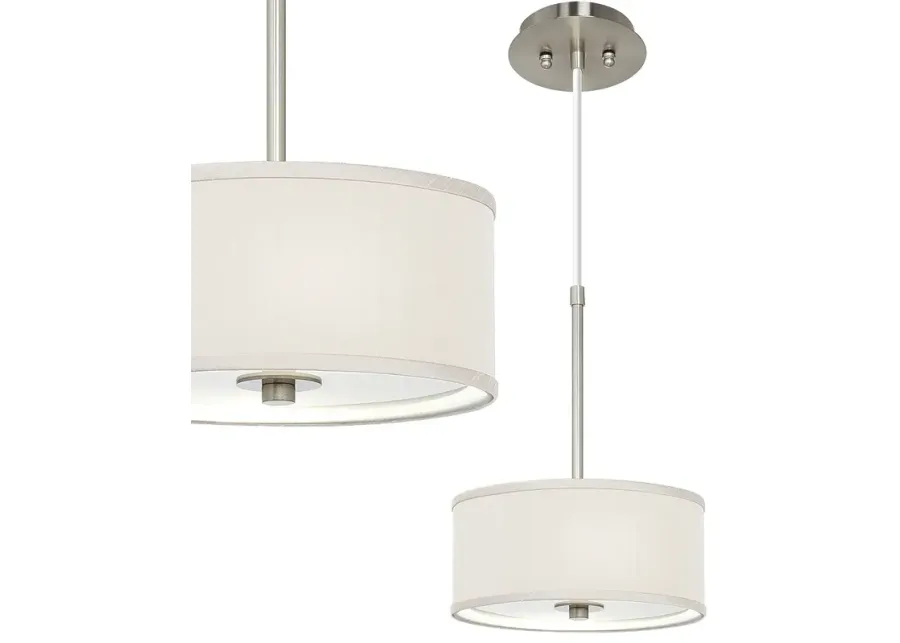 Possini Euro 10 1/4" Wide  Cream Textured Faux Silk Shade Mini Pendant-silver