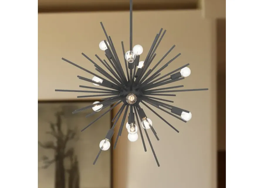 Bessell 30" Wide Sand Coal 15-Light Sputnik Pendant-black