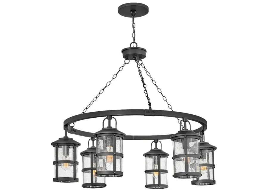 Hinkley Lakehouse 42" Wide 6-Light Black Round Ring Chandelier-black