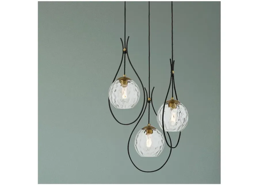 Minka Lavery Cody 3-Light Coal and Soft Brass Pan Pendant-black
