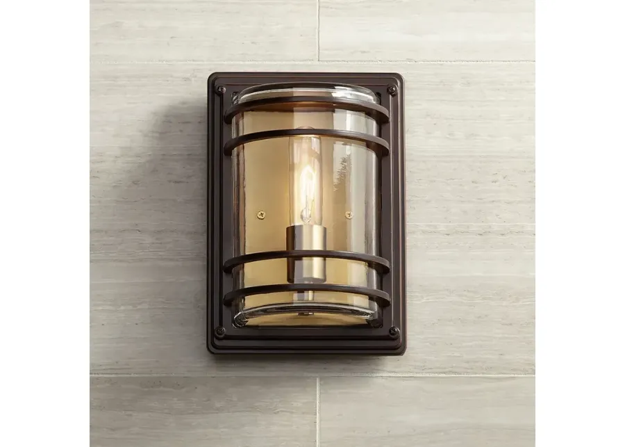 John Timberland Habitat 11" Bronze and Warm Brass Rustic Wall Sconce