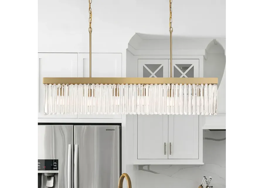 Crystorama Emory 49" 6-Light Modern Gold and Crystal Linear Chandelier-gold