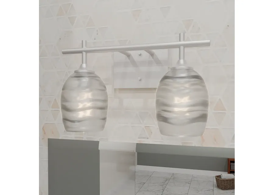 Lucy 2-Light Brushed Nickel Bath Light-silver