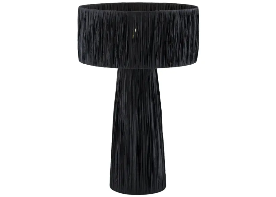 Shelby Raffia Black Table Lamp-Black