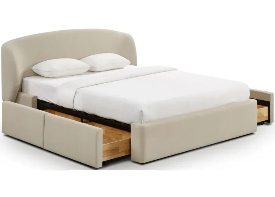 Corey Taupe Upcycled Linen Queen Storage Bed-Taupe