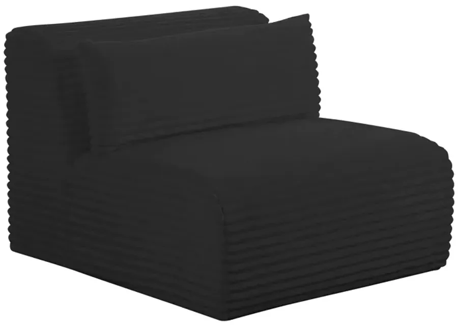Tarra Fluffy Oversized Black Corduroy Modular Armless Chair-Black