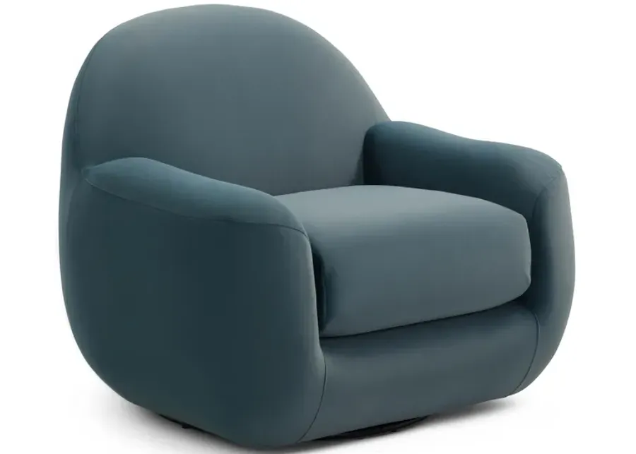 Tiago Dark Teal Velvet Swivel Chair-Dark Teal