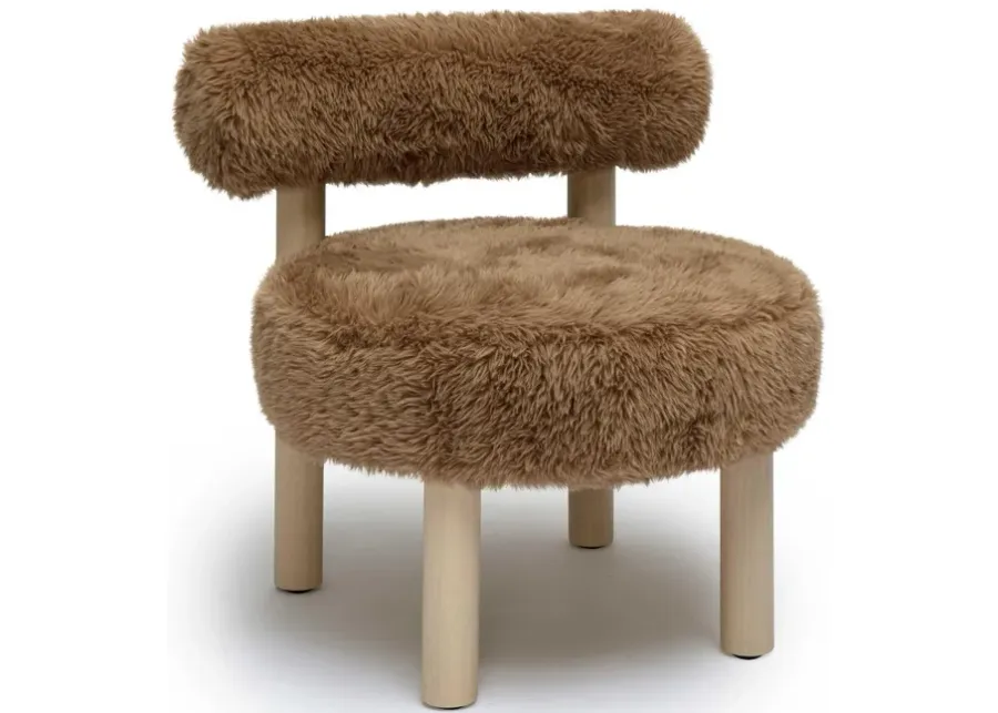 Carmel Dark Taupe Vegan Shearling Accent Chair-Taupe