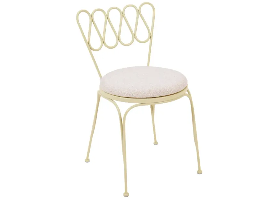 Erica Cream Wrought Iron Outdoor Chair-Cream