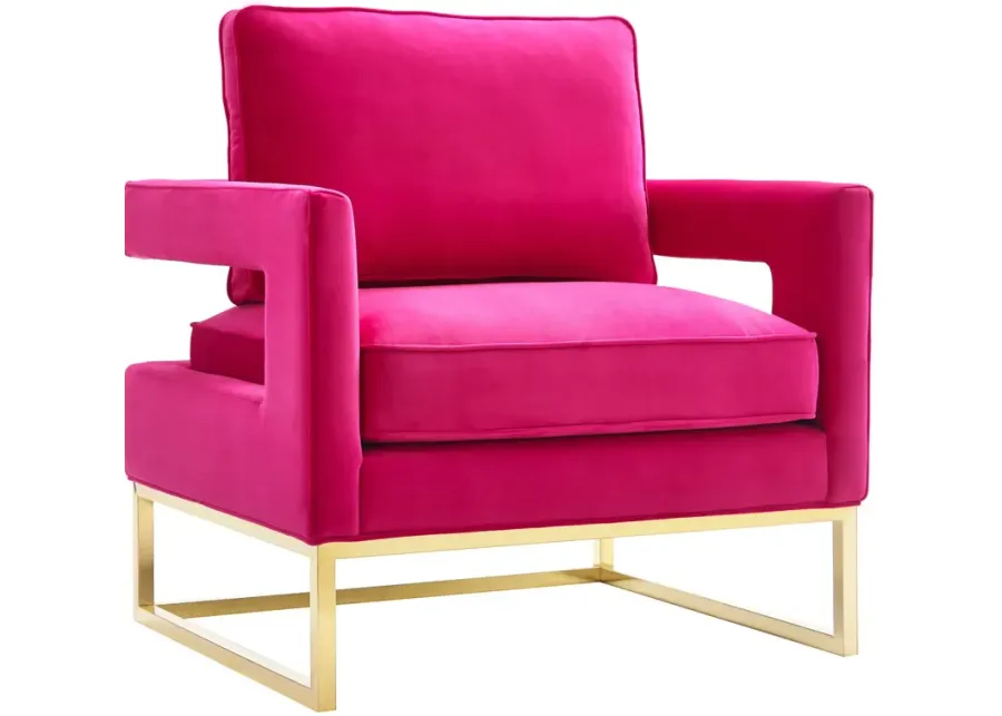 Avery Pink Velvet Chair With Polished Gold Base-Pink