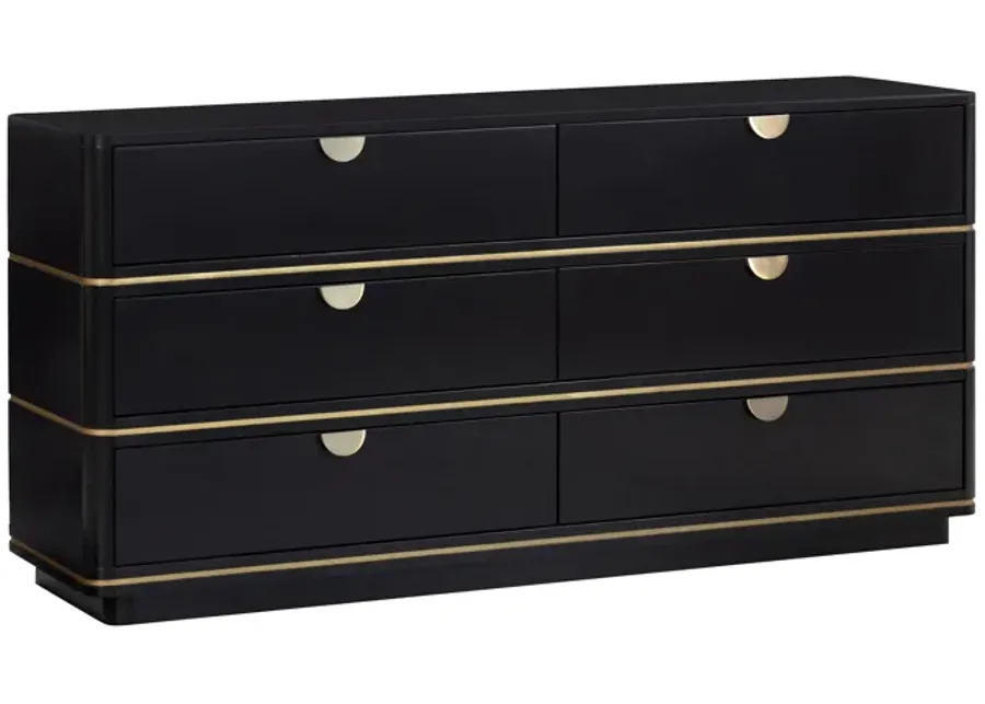 Julieta Black 6 Drawer Dresser-Black