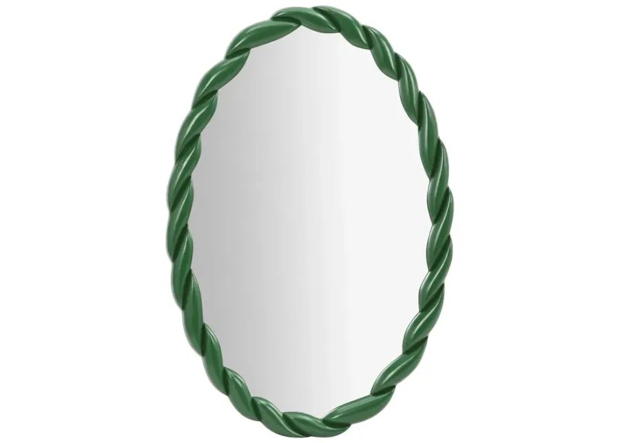 Agnes Forest Green Glossy Oval Mirror-Forest Green