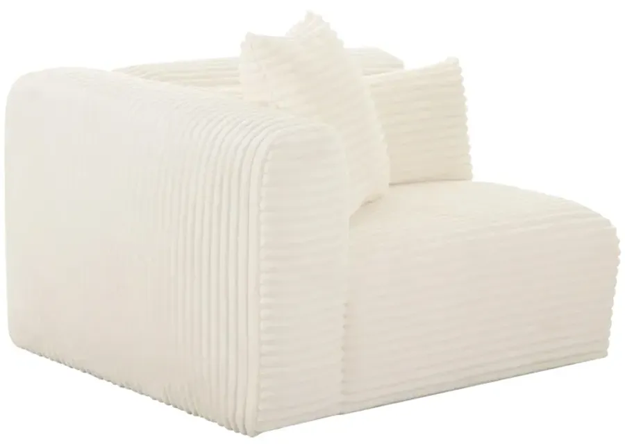 Tarra Fluffy Oversized Cream Corduroy Modular LAF Corner Chair-Cream