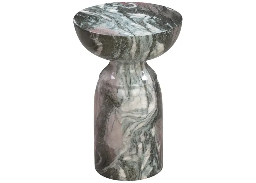 Rue Grey and Blush Marble Side Table-Grey