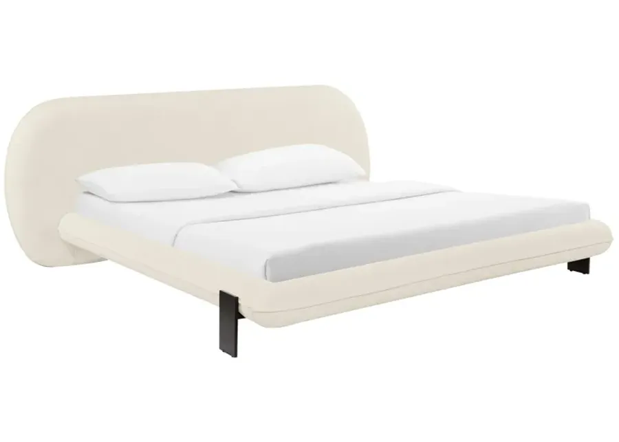 Ophelia Cream Faux Wool King Bed-Cream