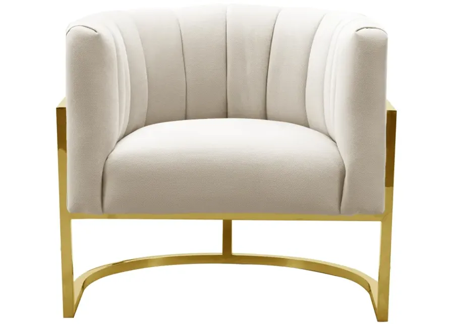 Magnolia Spotted Cream Chair with Gold-Cream