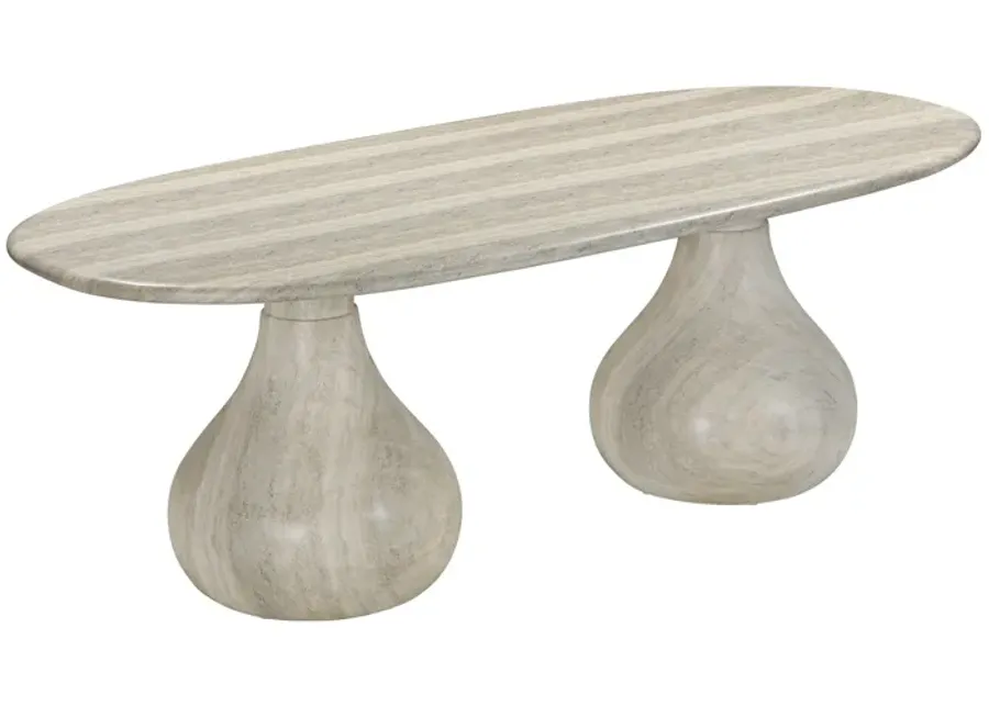 Smooch Faux Travertine Indoor / Outdoor Pedestal Dining Table-Travertine