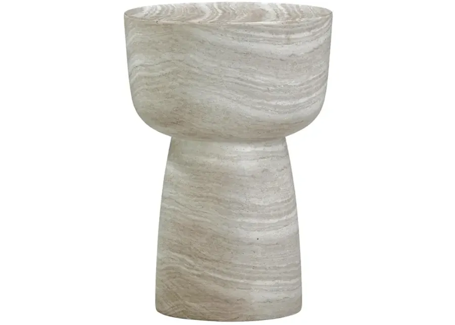 Charra Faux Travertine Indoor/Outdoor Side Table-Travertine