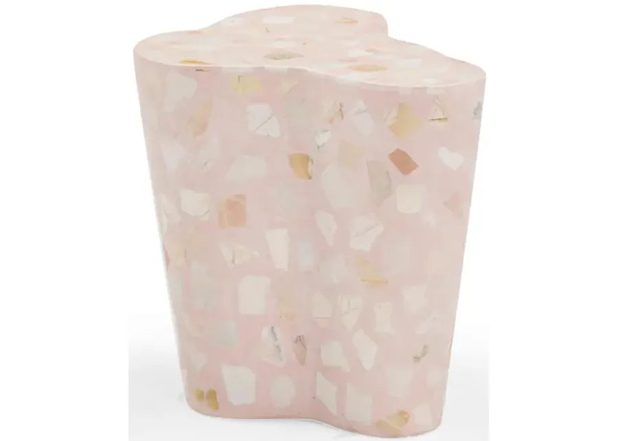 Slab Sunset Pink Terrazzo Indoor/Outdoor Side Table-Pink
