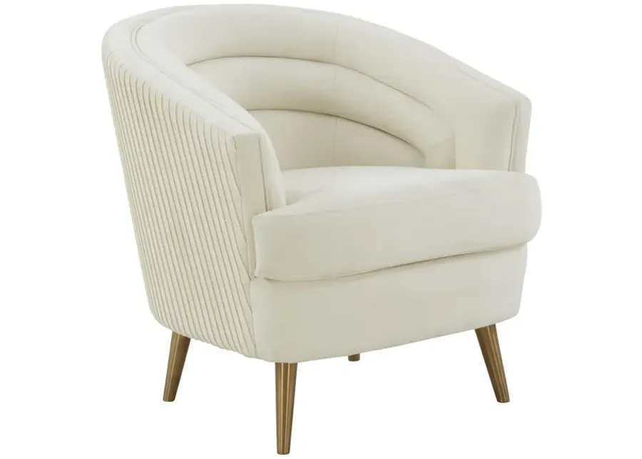 Jules Cream Velvet Accent Chair-Cream