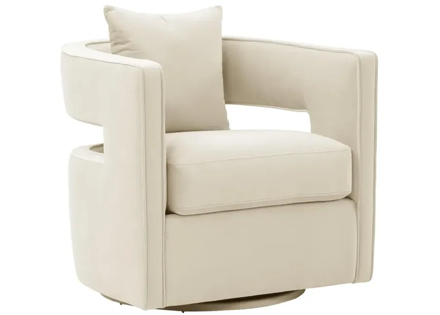 Kennedy Cream Velvet Swivel Chair-Cream
