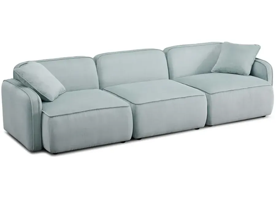 Travie Sea Blue Performance Corduroy Velvet Modular Sofa-Sea Blue