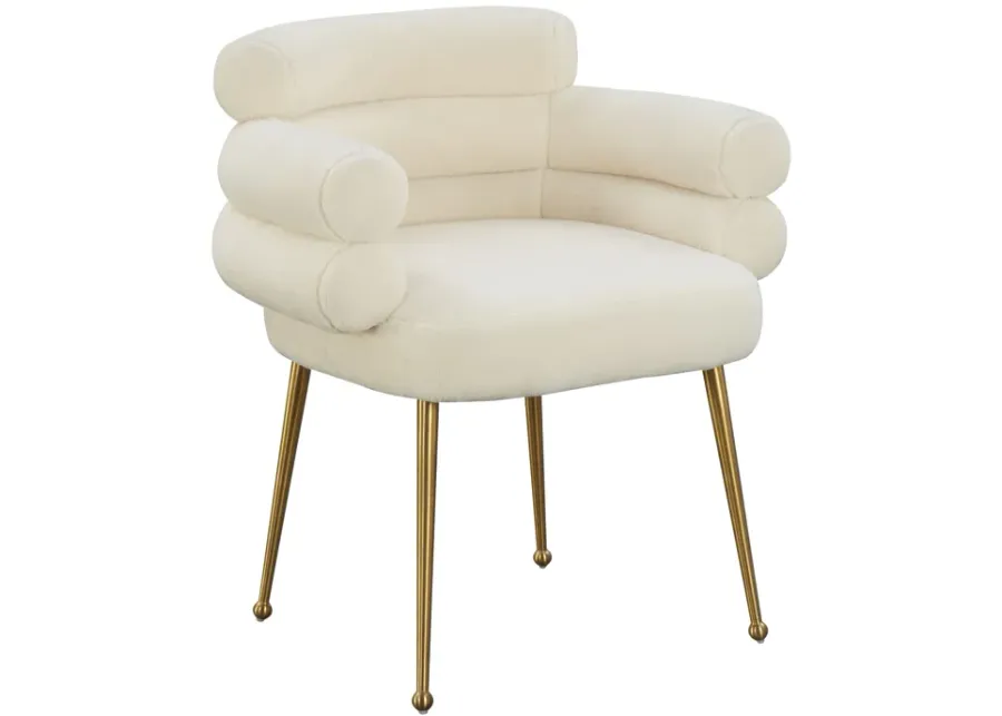 Dente Cream Faux Sheepskin Dining Chair-Cream