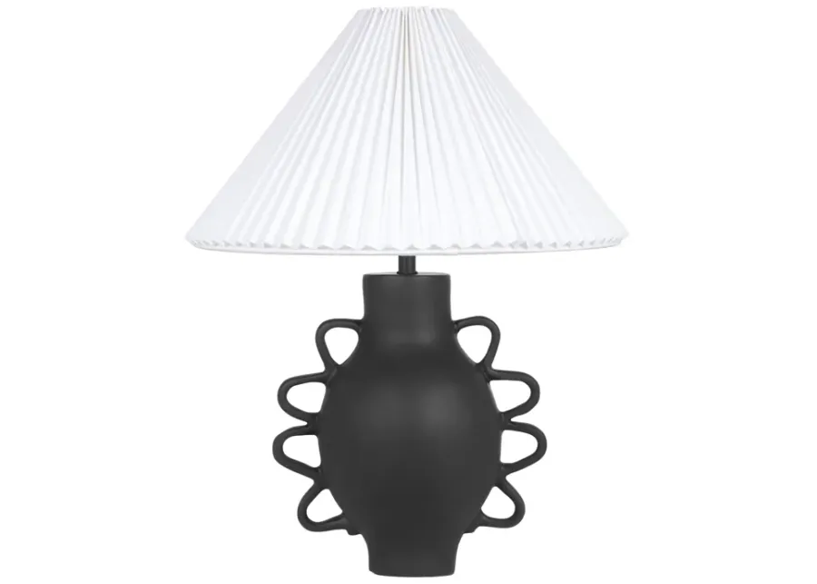 Hazza Black Pleated Table Lamp-Black