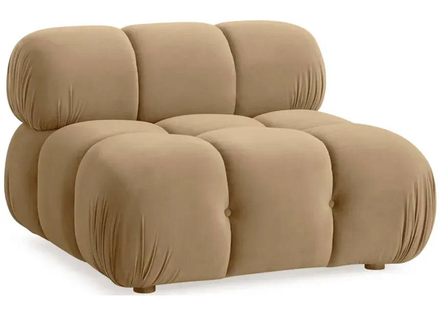 Calliope Cafe Au Lait Performance Velvet Modular Armless Chair-Cafe Au Lait