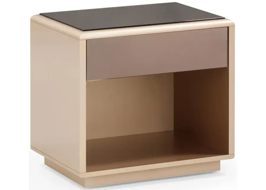 Martha Taupe Mirrored Nightstand-Taupe