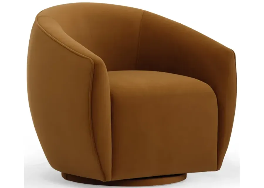 Jordan Cognac Velvet Swivel Chair-Cognac