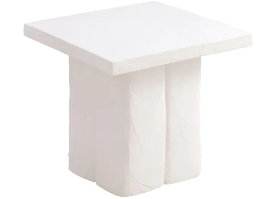 Kayla White Concrete Side Table-White