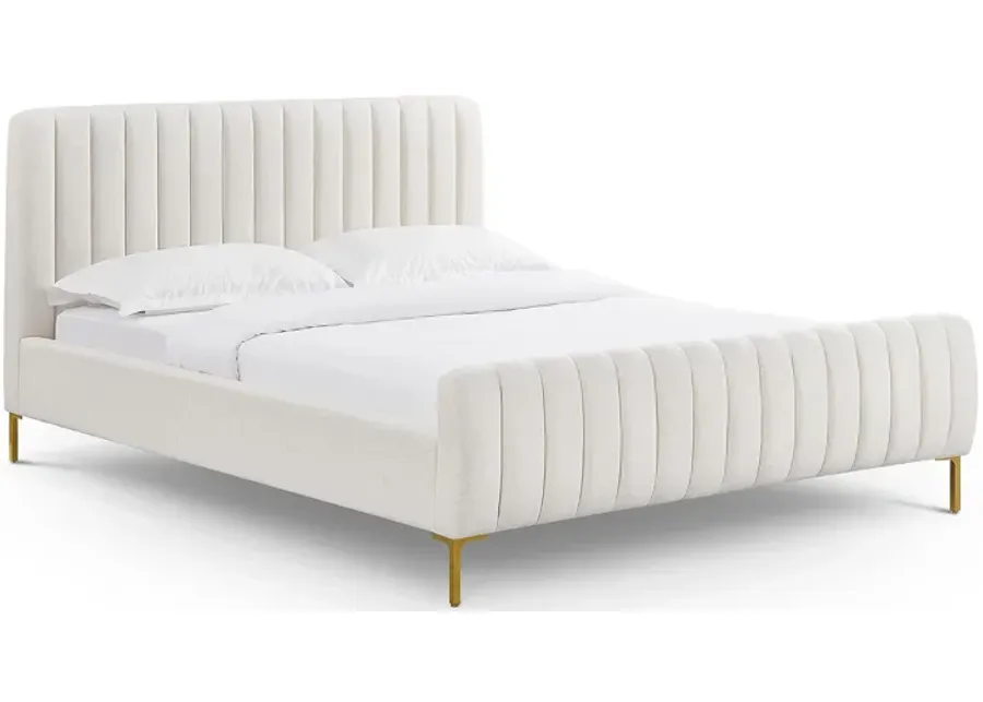 Angela Natural Upcycled Linen Queen Bed-Natural