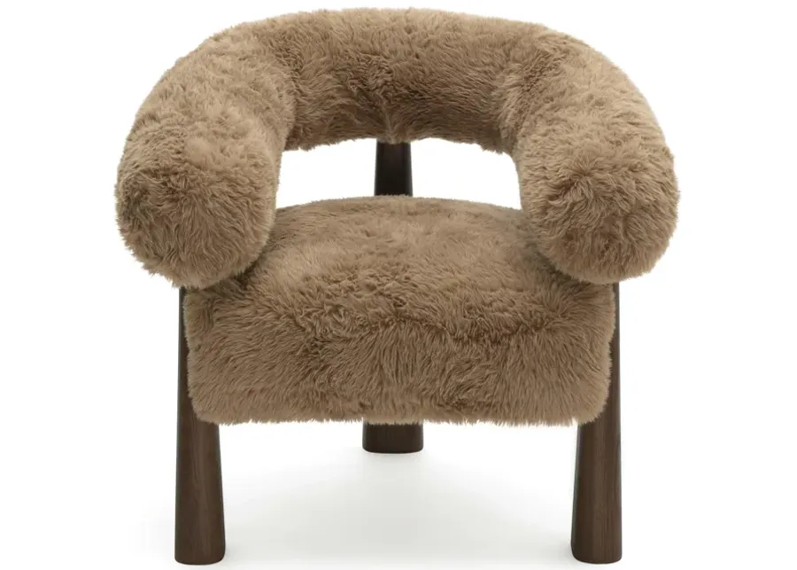 Spara Taupe Straight Vegan Shearling Accent Chair-Taupe