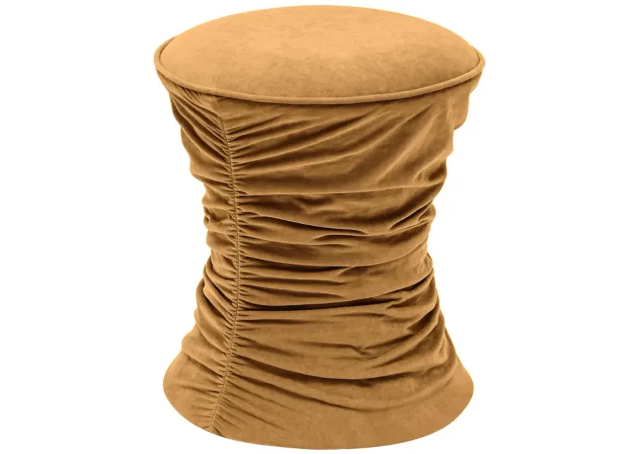 Bounce Dark Terracotta Ruched Velvet Adjustable Ottoman-Terracotta