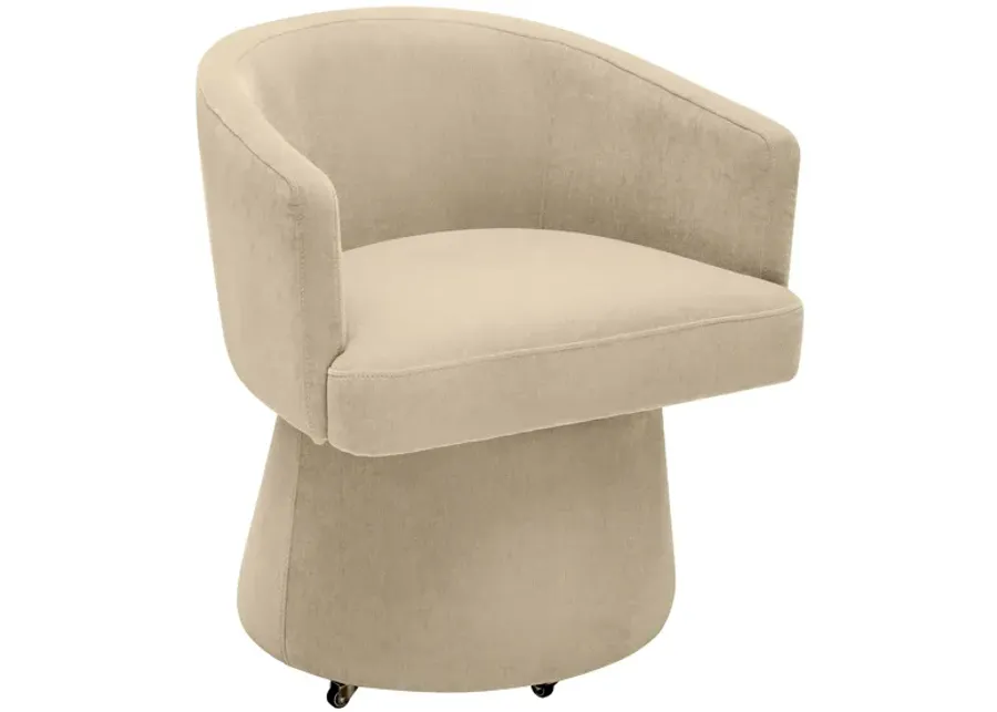 Kristen Taupe Upcycled Chenille Rolling Desk Chair-Taupe